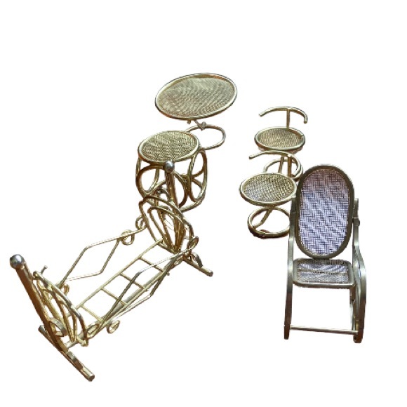 Vintage Miniature Brass Furniture Set - Picture 9 of 10